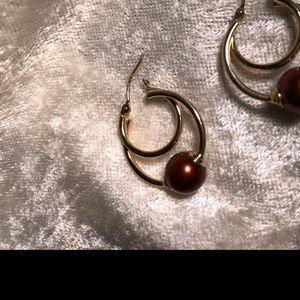 HONORA CULTURED PEARL 14K DOUBLE HOOP EARRINGS